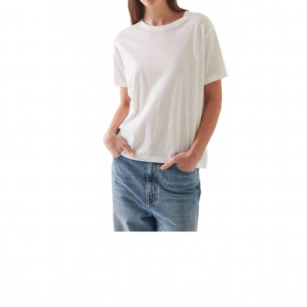 NEW PATRICK ASSARAF short sleeve iconic boyfriend crew top in white